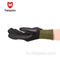 HESPAX EN388 Черная полиэфирная песчаная пена нитриловые перчатки